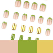 Olive & Gold Chrome Botanical Press-On Nails