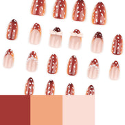 Burgundy Polka Dot Pearl Bow Press-On Nails