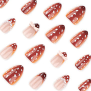 Burgundy Polka Dot Pearl Bow Press-On Nails