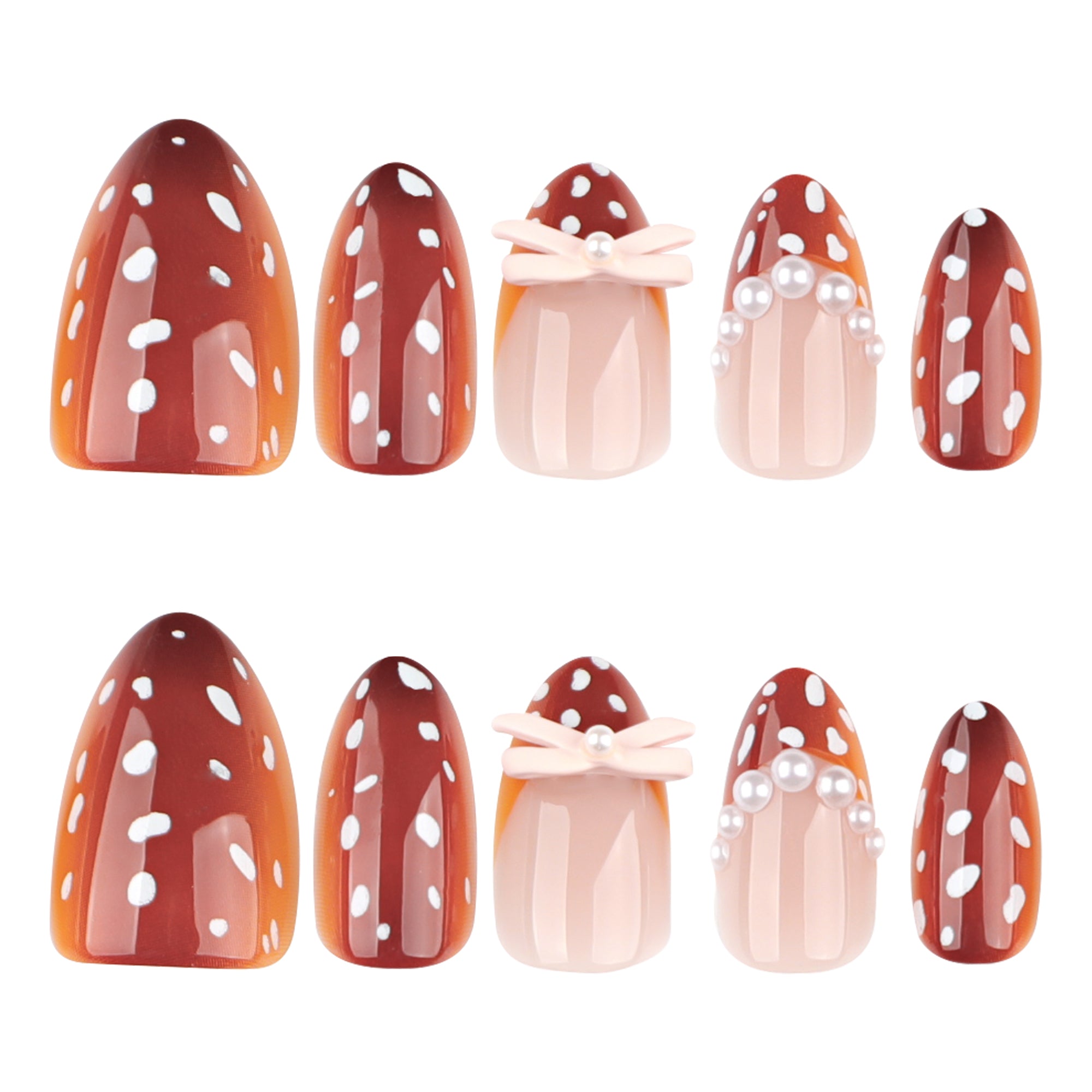 Brown Polka Bow Nails