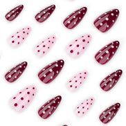 Burgundy and Blush Polka Dot Press on Nails