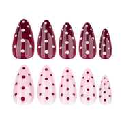 Burgundy and Blush Polka Dot Press on Nails