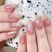 Black Polka Dot Pink Nails