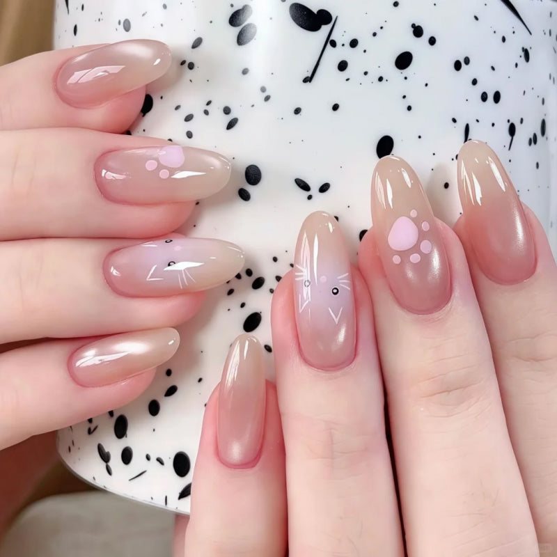 Black Polka Dot Pink Nails