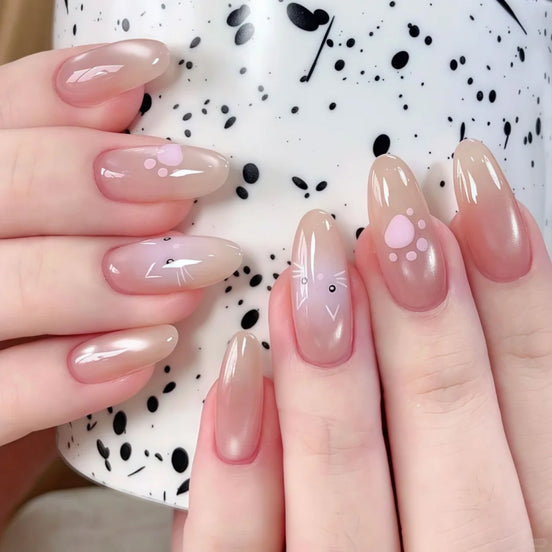 Black Polka Dot Pink Nails