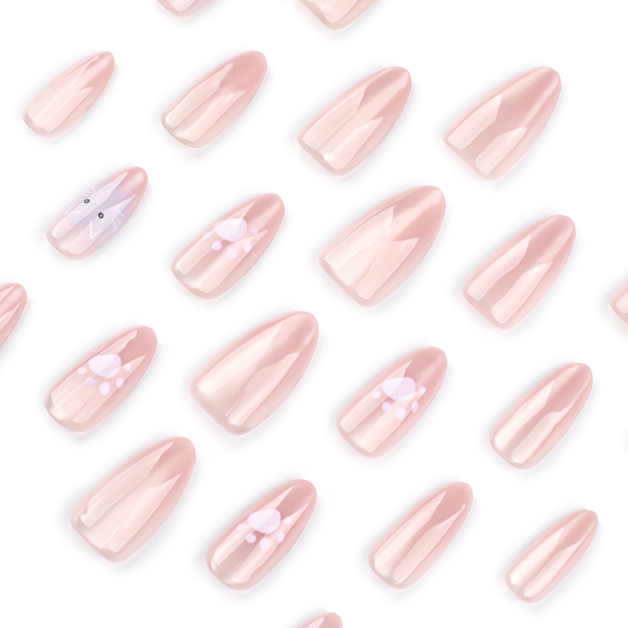 Black Polka Dot Pink Nails