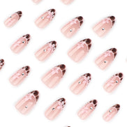 Blush Floral Chocolate Tip Nails