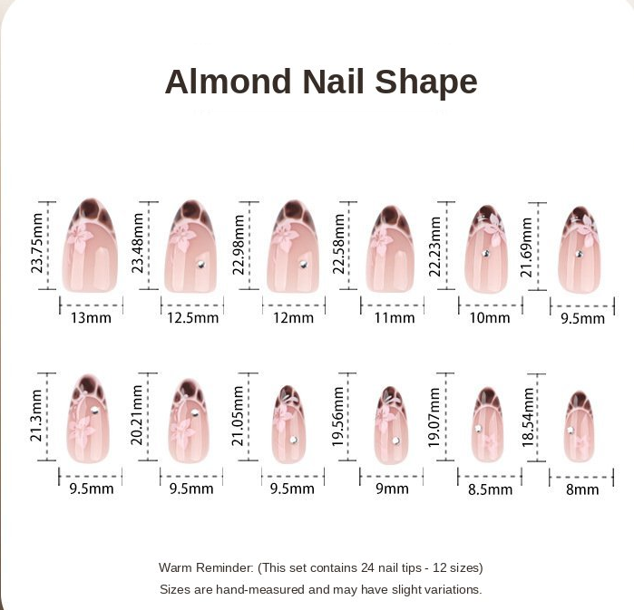 Blush Floral Chocolate Tip Nails