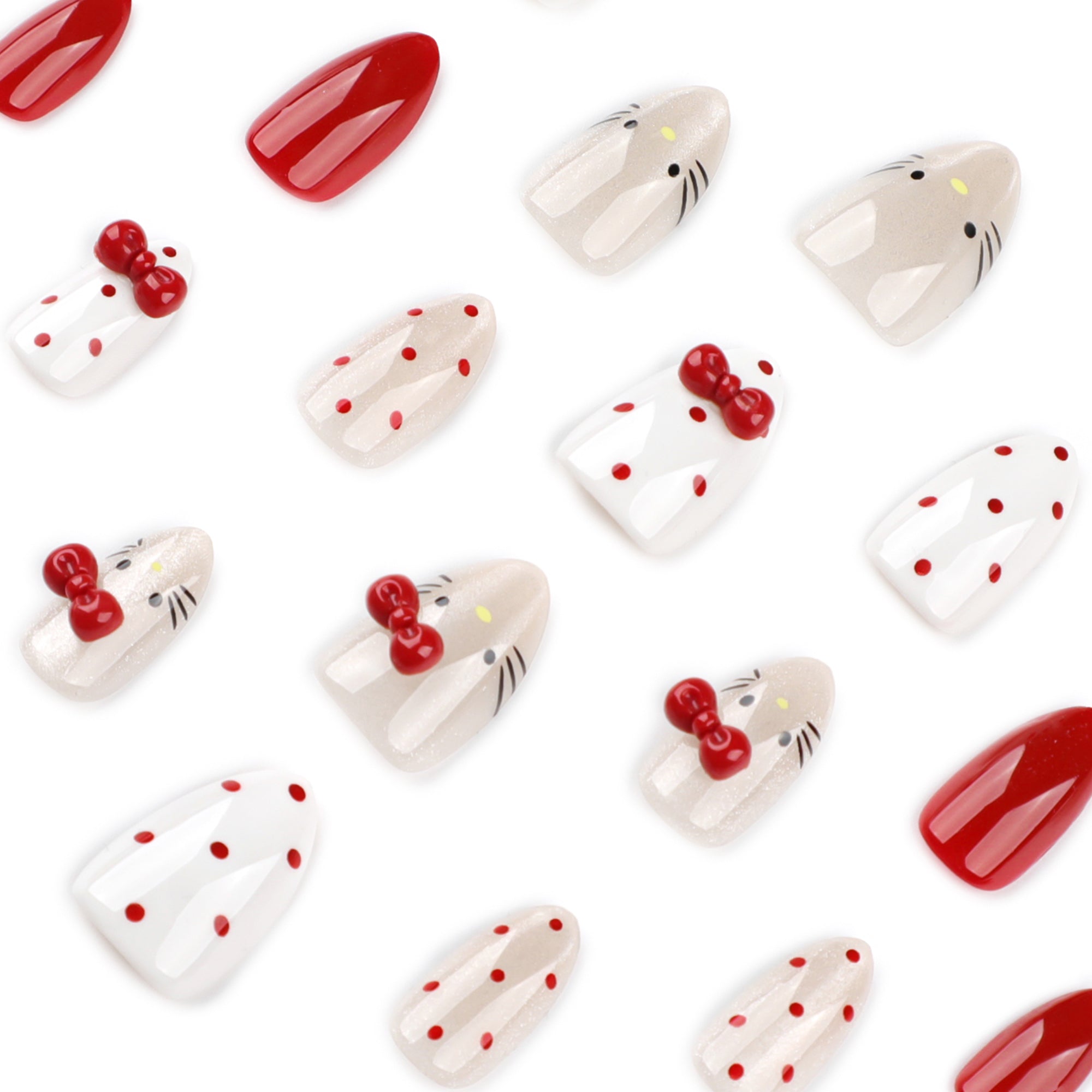 Red Bow Kawaii Press-On Nails