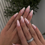 Pearl Chrome Almond Nails
