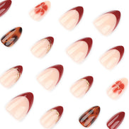 Burgundy Floral Tortoiseshell Press on Nails