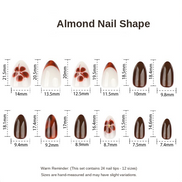 Brown Floral Minimal Nails