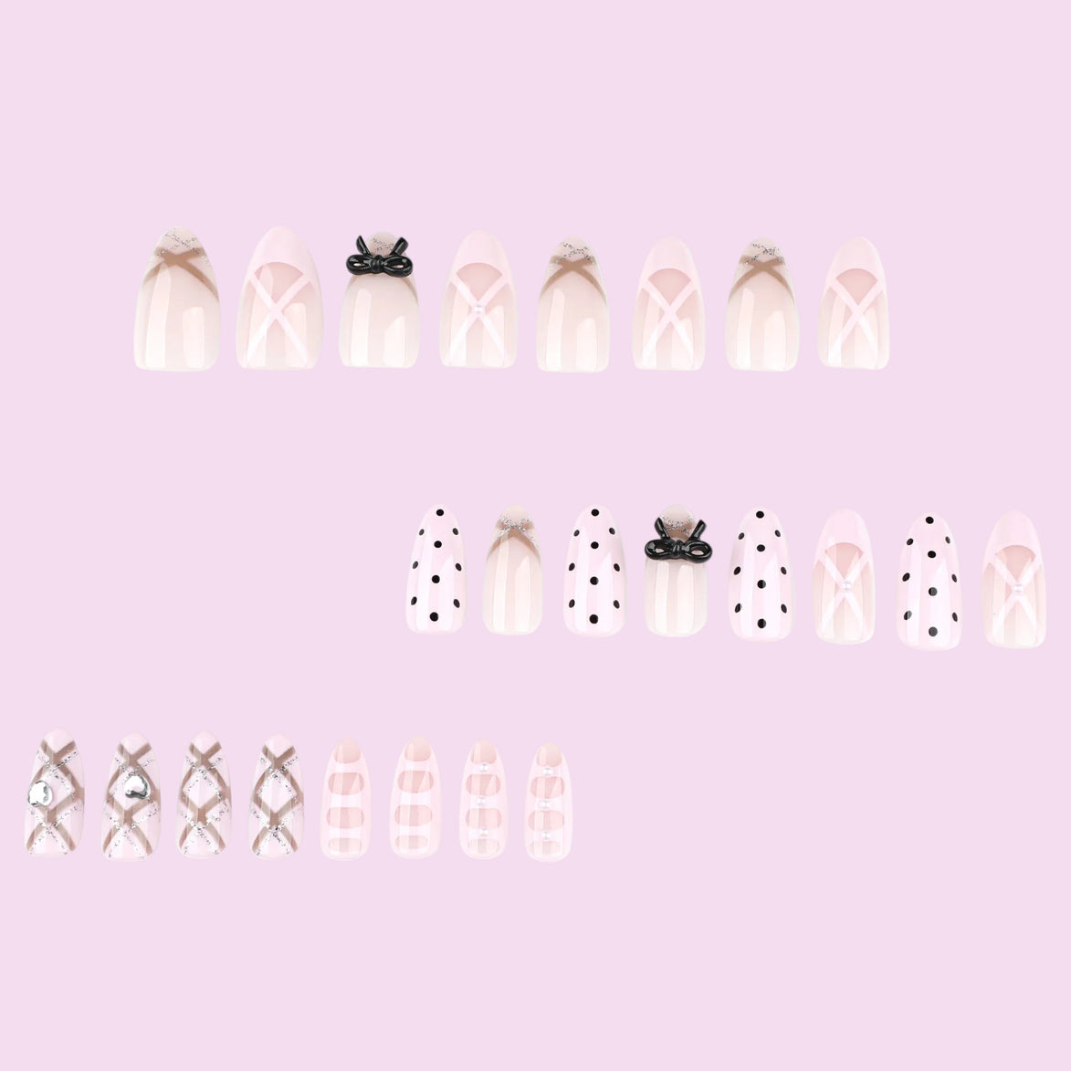 Parisian Bow & Plaid Press-On Nails