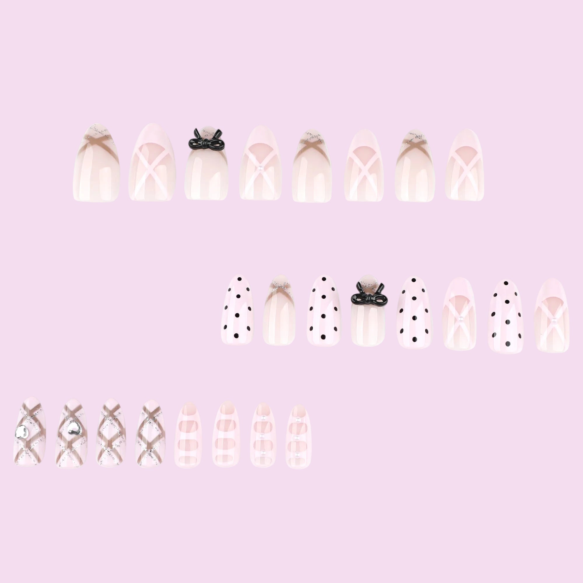 Parisian Bow & Plaid Press-On Nails