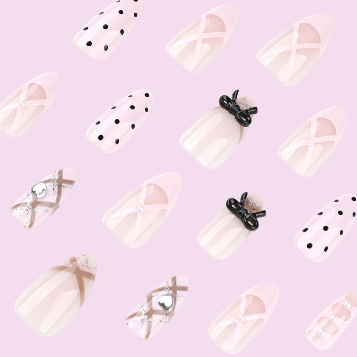 Parisian Bow & Plaid Press-On Nails