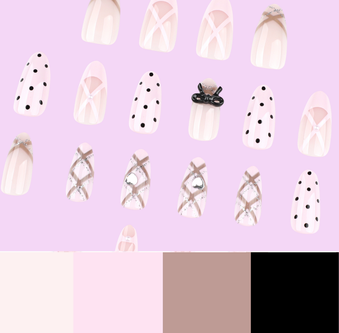Parisian Bow & Plaid Press-On Nails