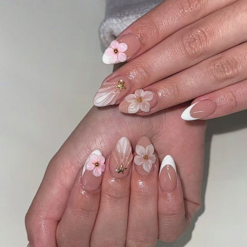 Soft Pink Blossom Nails