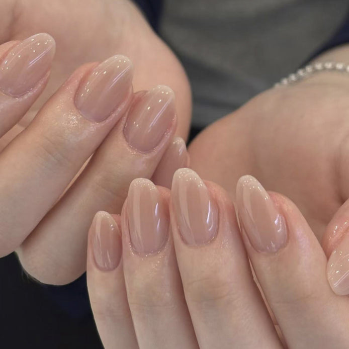 Nude Gloss Almond Nails