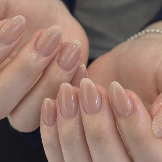 Nude Gloss Almond Nails