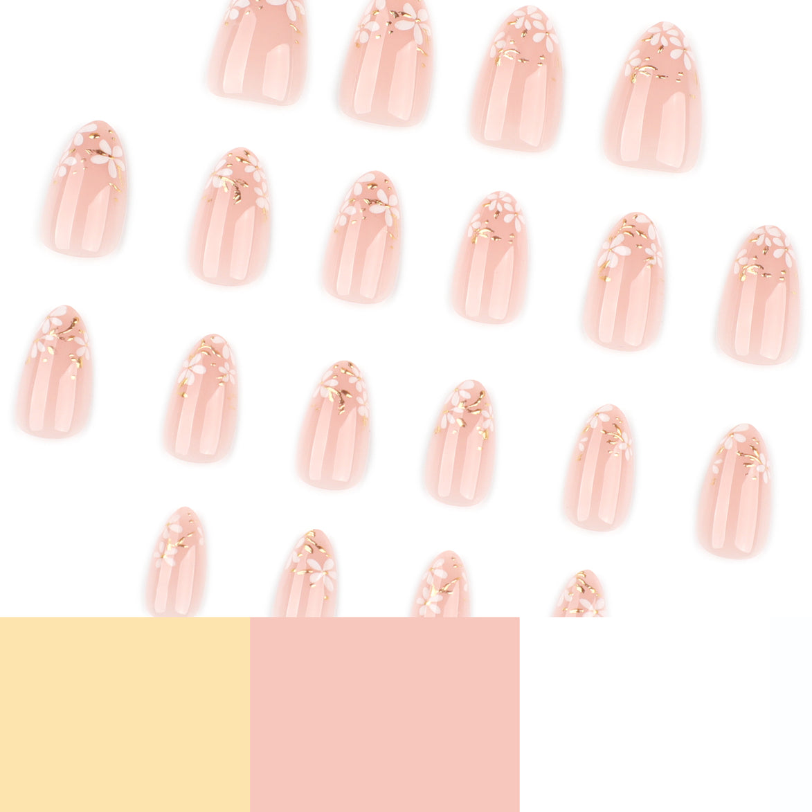 Blush Daisy & Gold Foil French Tip Press on Nails