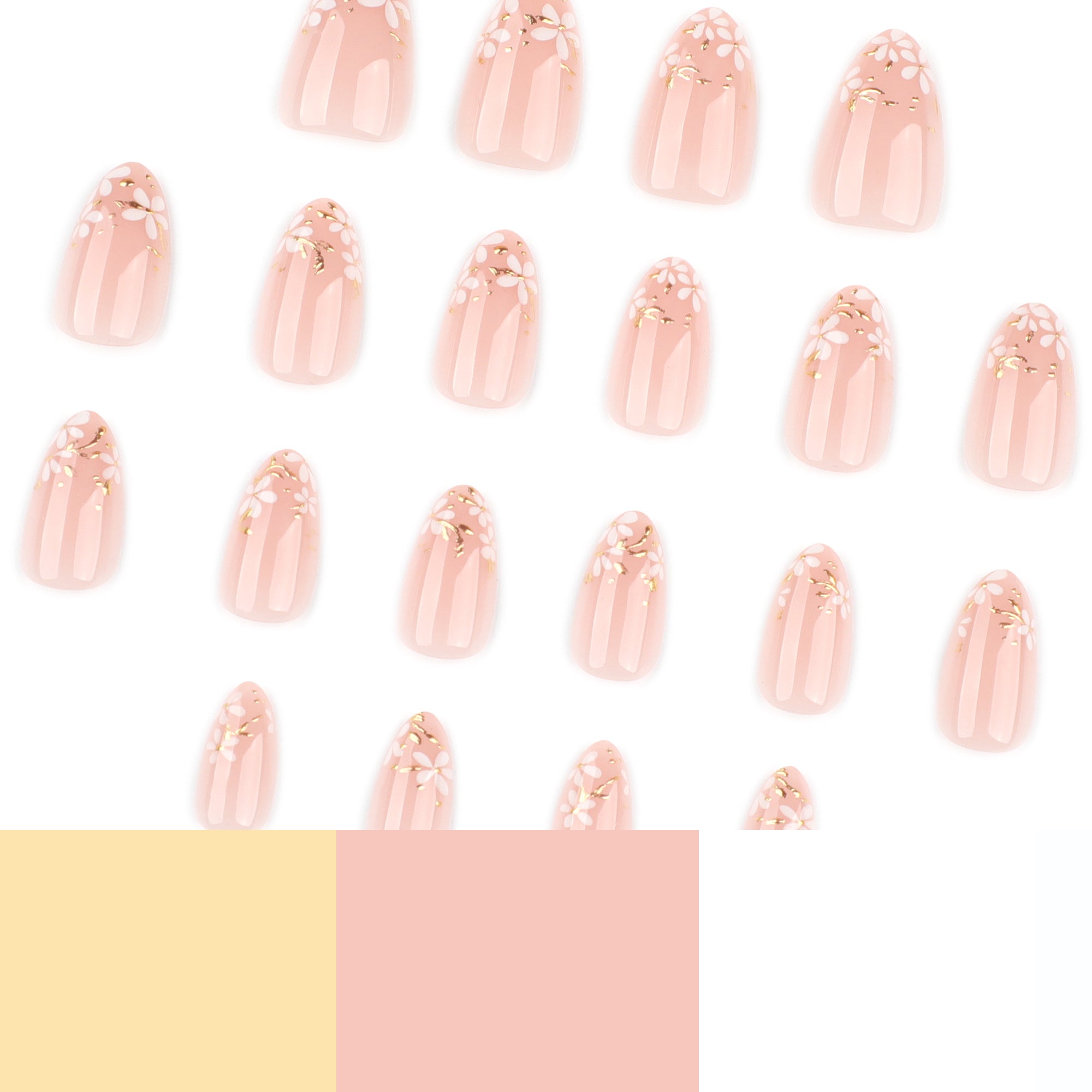 Blush Daisy & Gold Foil French Tip Press on Nails