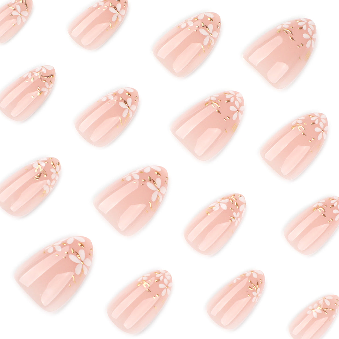 Blush Daisy & Gold Foil French Tip Press on Nails