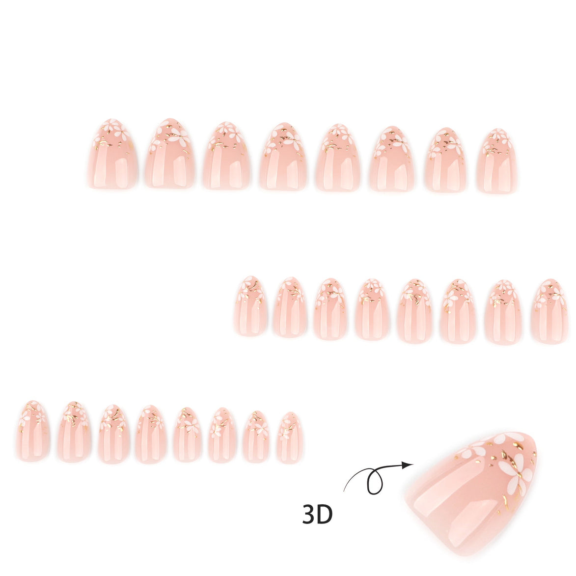 Blush Daisy Gold Foil Nails