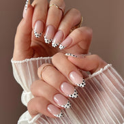French Tip Black Polka Dot Press-On Nails