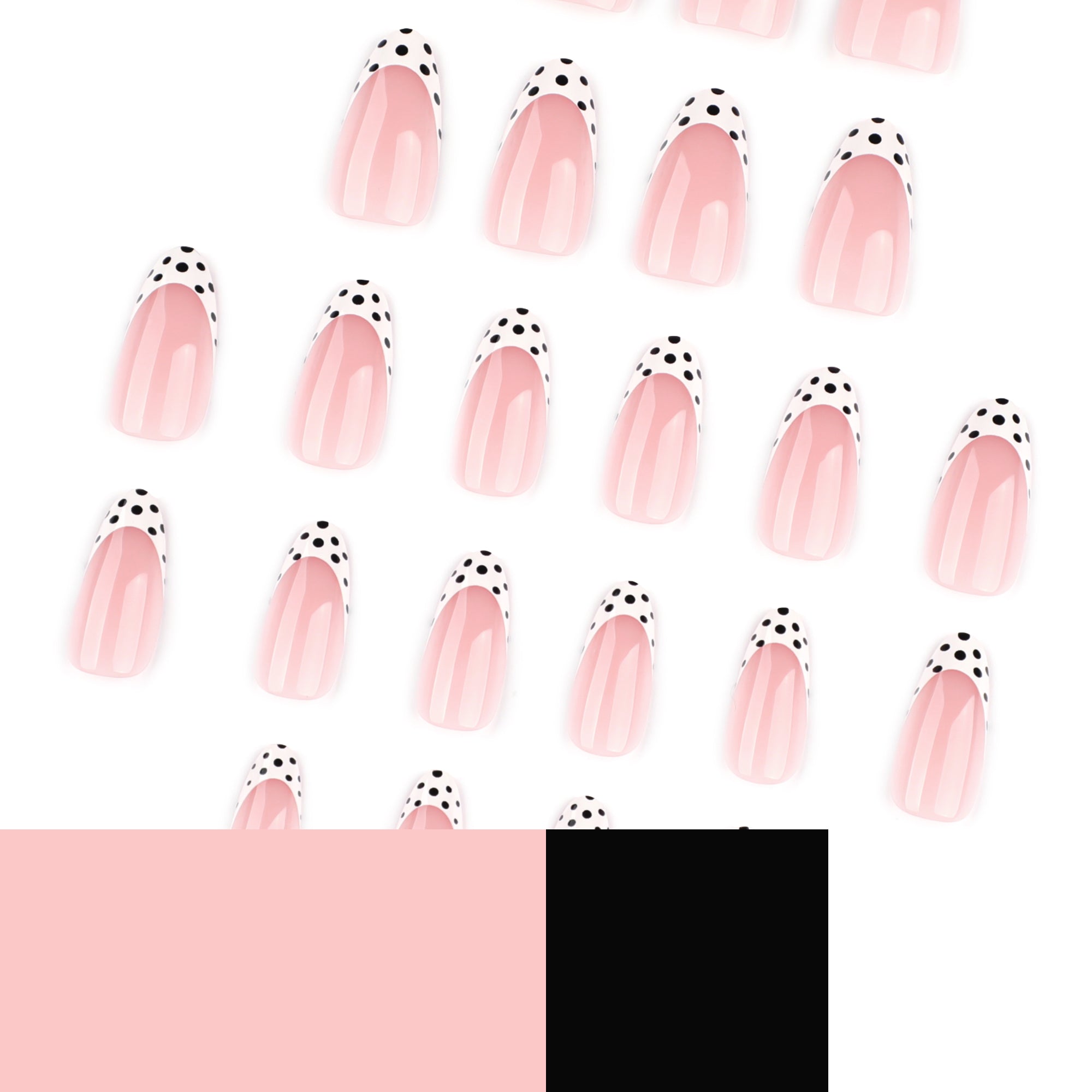 French Tip Black Polka Dot Press-On Nails