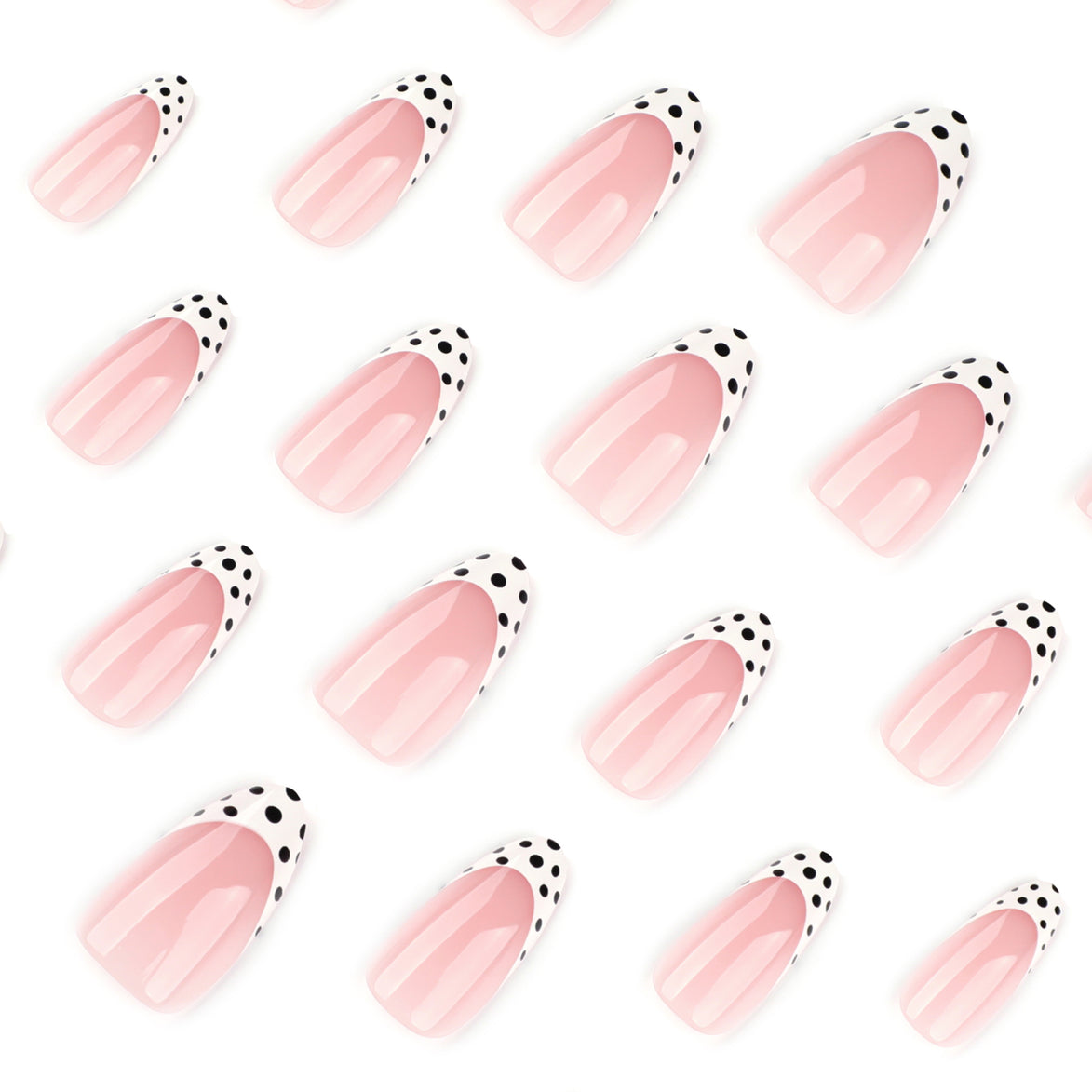 French Tip Black Polka Dot Press-On Nails