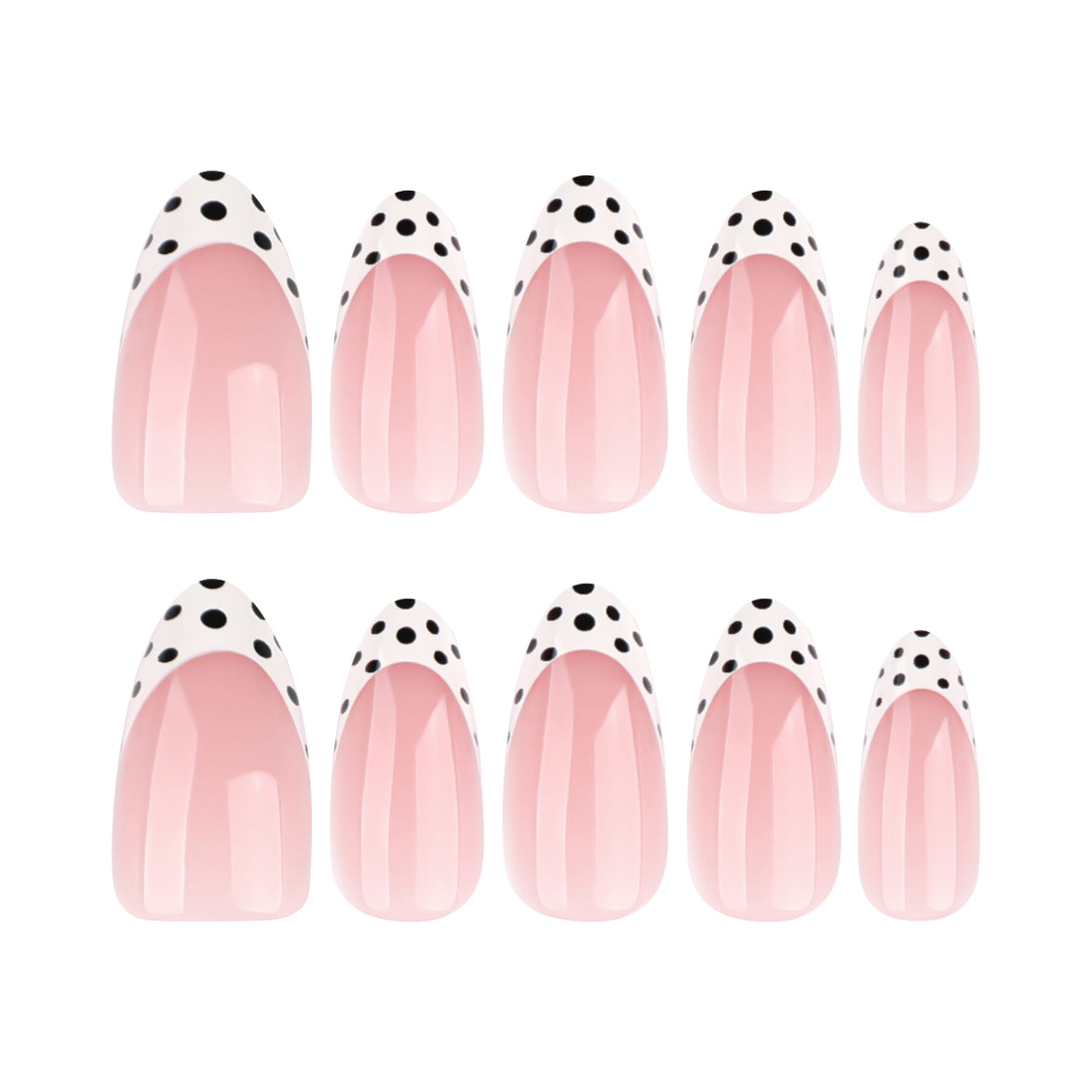 French Tip Black Polka Dot Press-On Nails