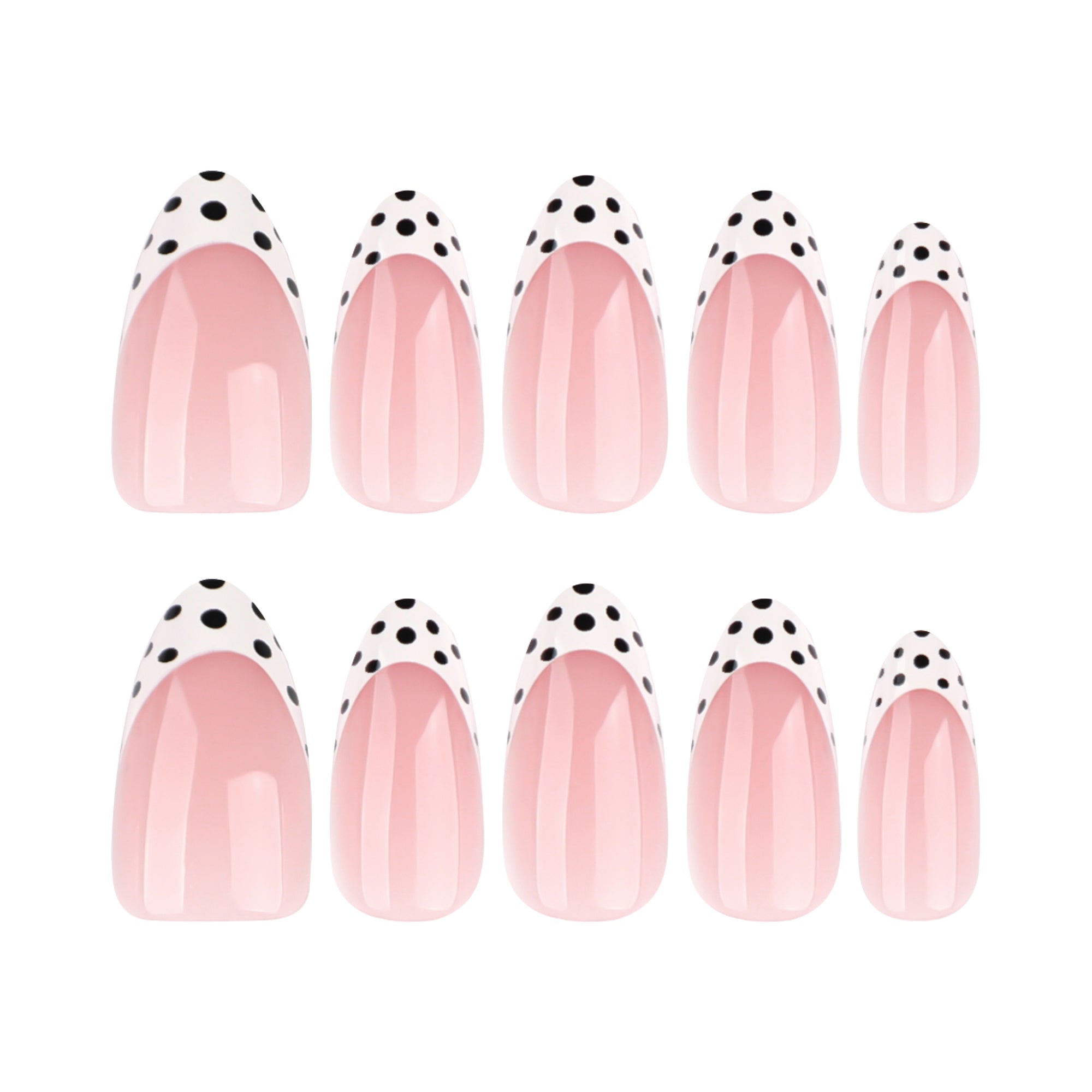 French Tip Black Polka Dot Press-On Nails