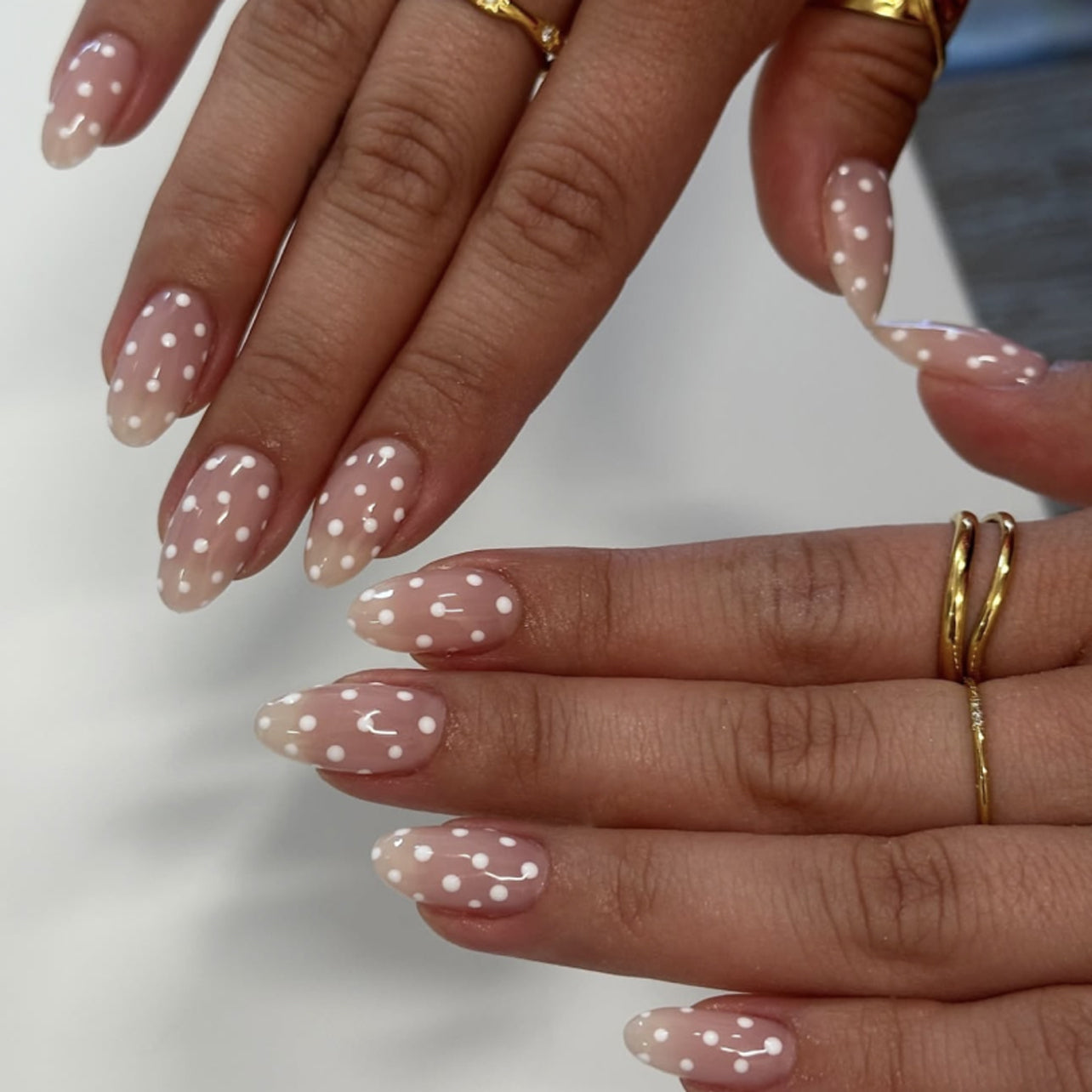 Polka Dot Nude Press on Nails
