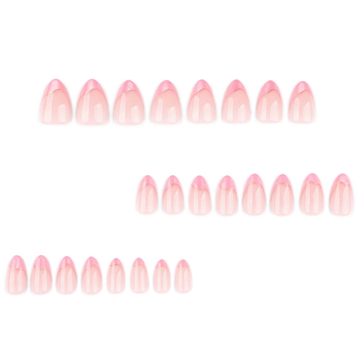 Pink Sugar Glitter Wave Tip Press-On Nails