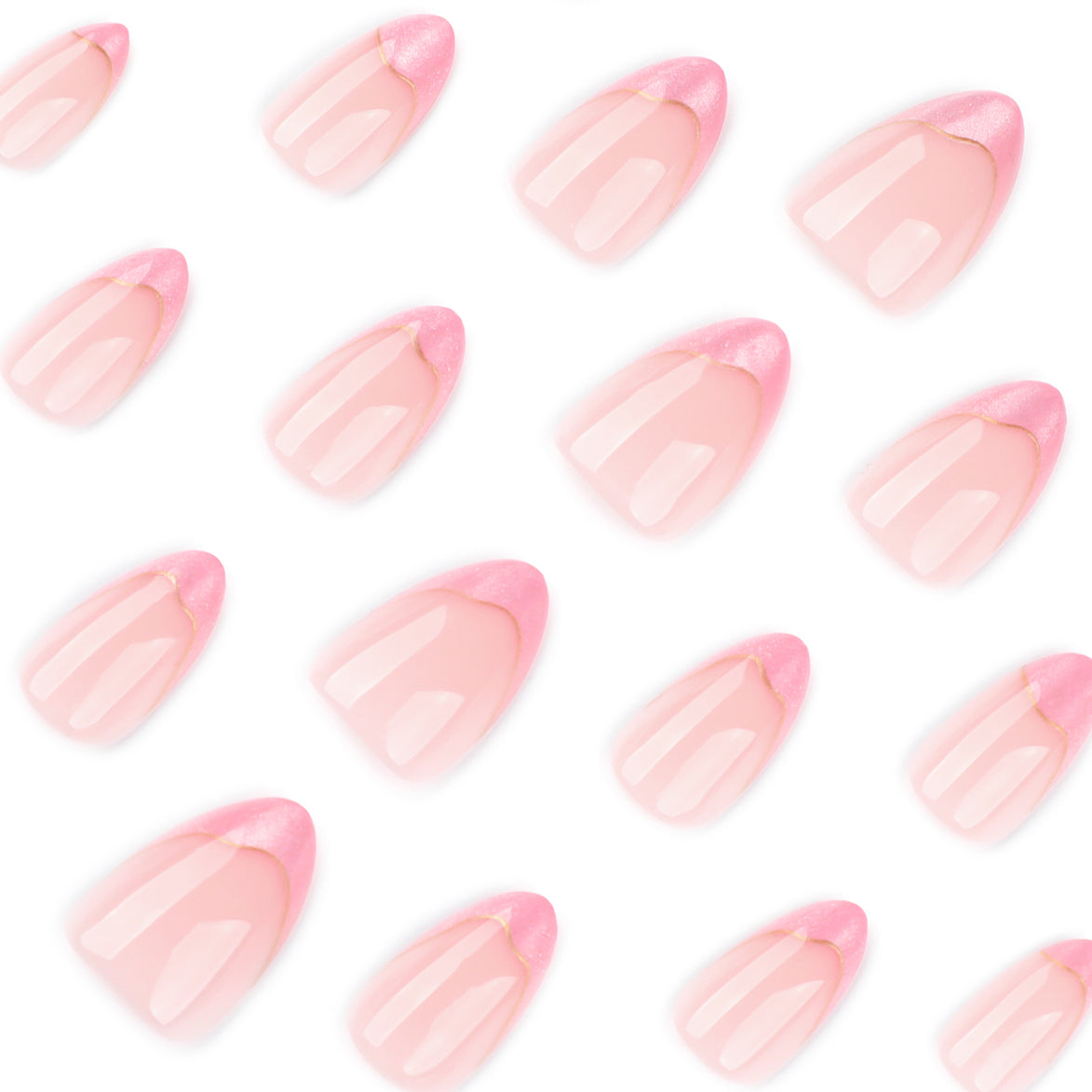 Pink Sugar Glitter Wave Tip Press-On Nails