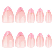 Soft Pink Gold Wave French Tip Nails