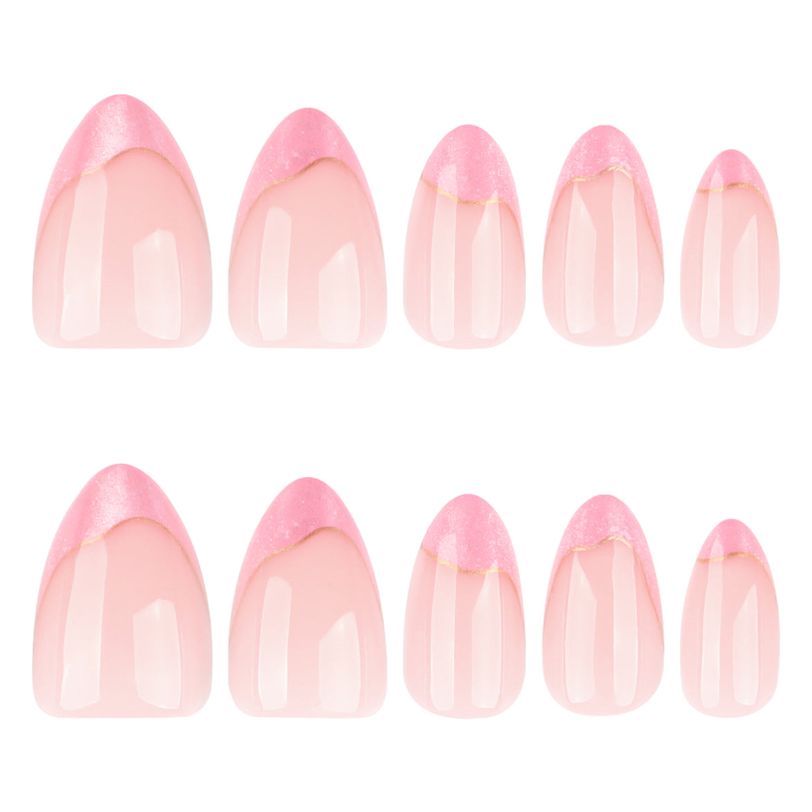 Soft Pink Gold Wave French Tip Nails