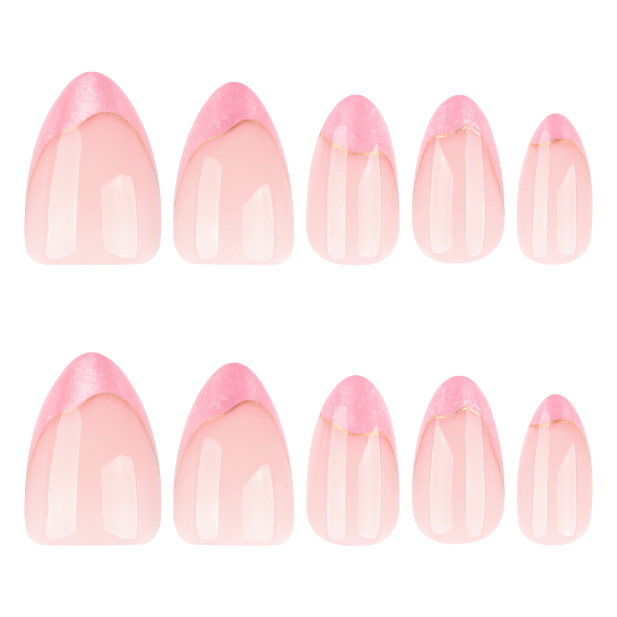 Soft Pink Gold Wave French Tip Nails