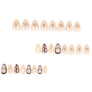 Neutral Floral Leopard Accent Press on Nails