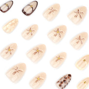Neutral Floral Leopard Accent Press on Nails