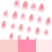 Pink Ombré Sculpted Floral Gem Press-On Nails