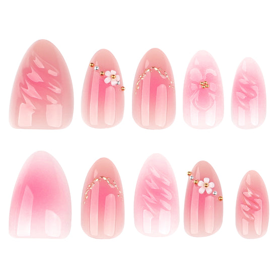 Pink Ombre Floral Gem Press-On Nails