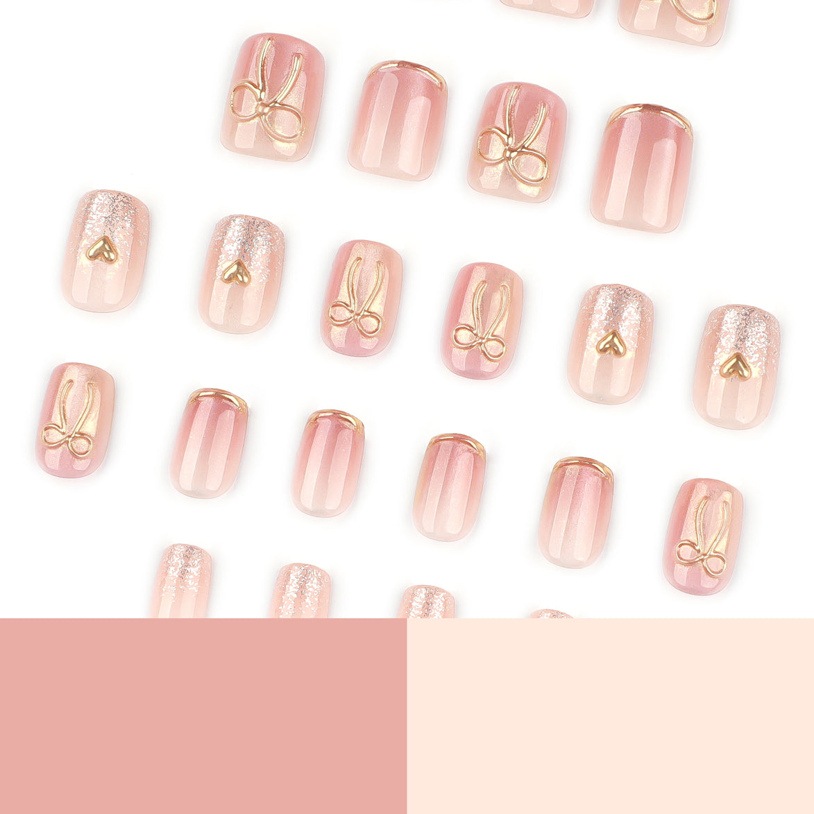 Soft Pink Bow Accent Press-On Nails