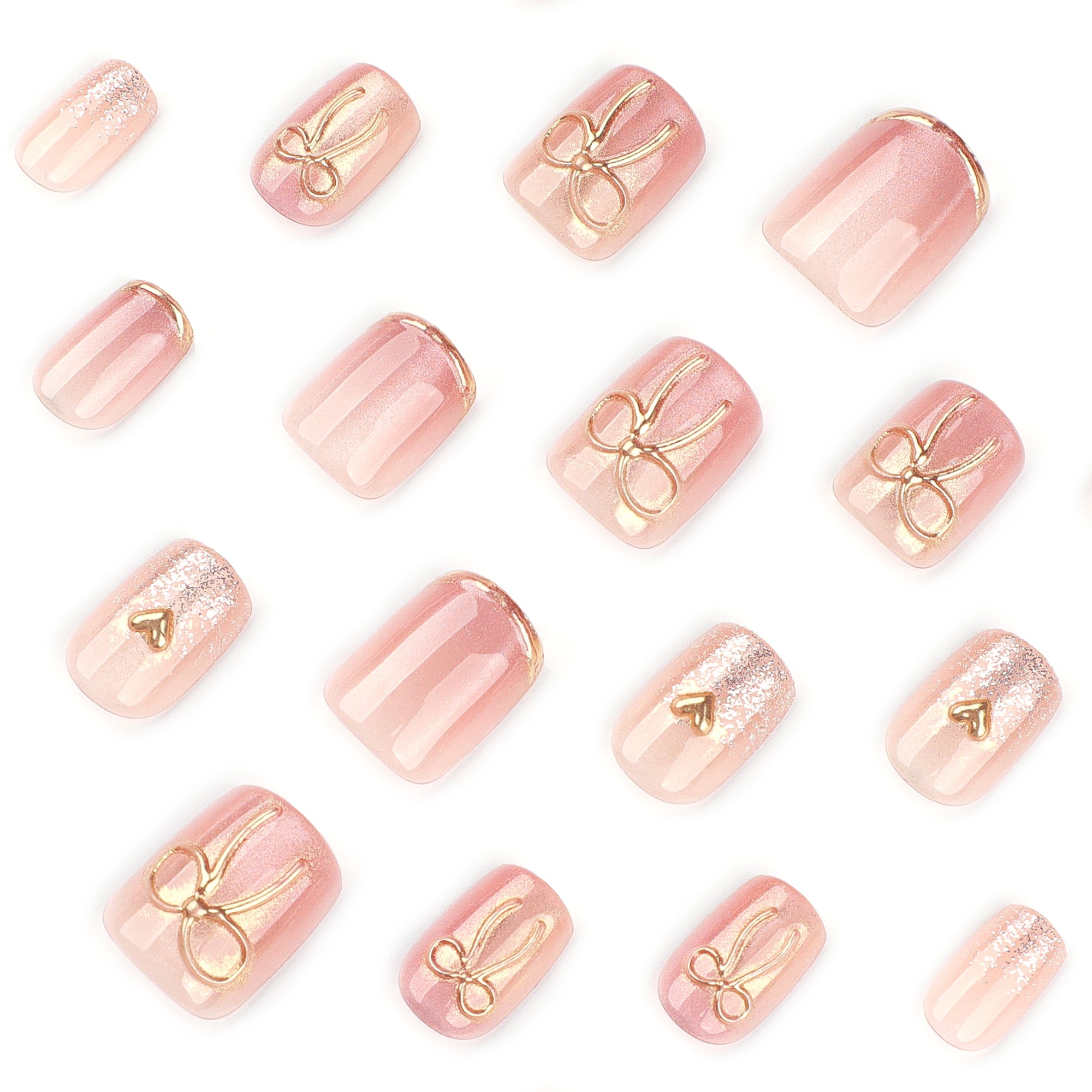 Soft Pink Bow Accent Press-On Nails