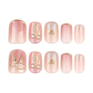 Soft Pink Bow Accent Press-On Nails
