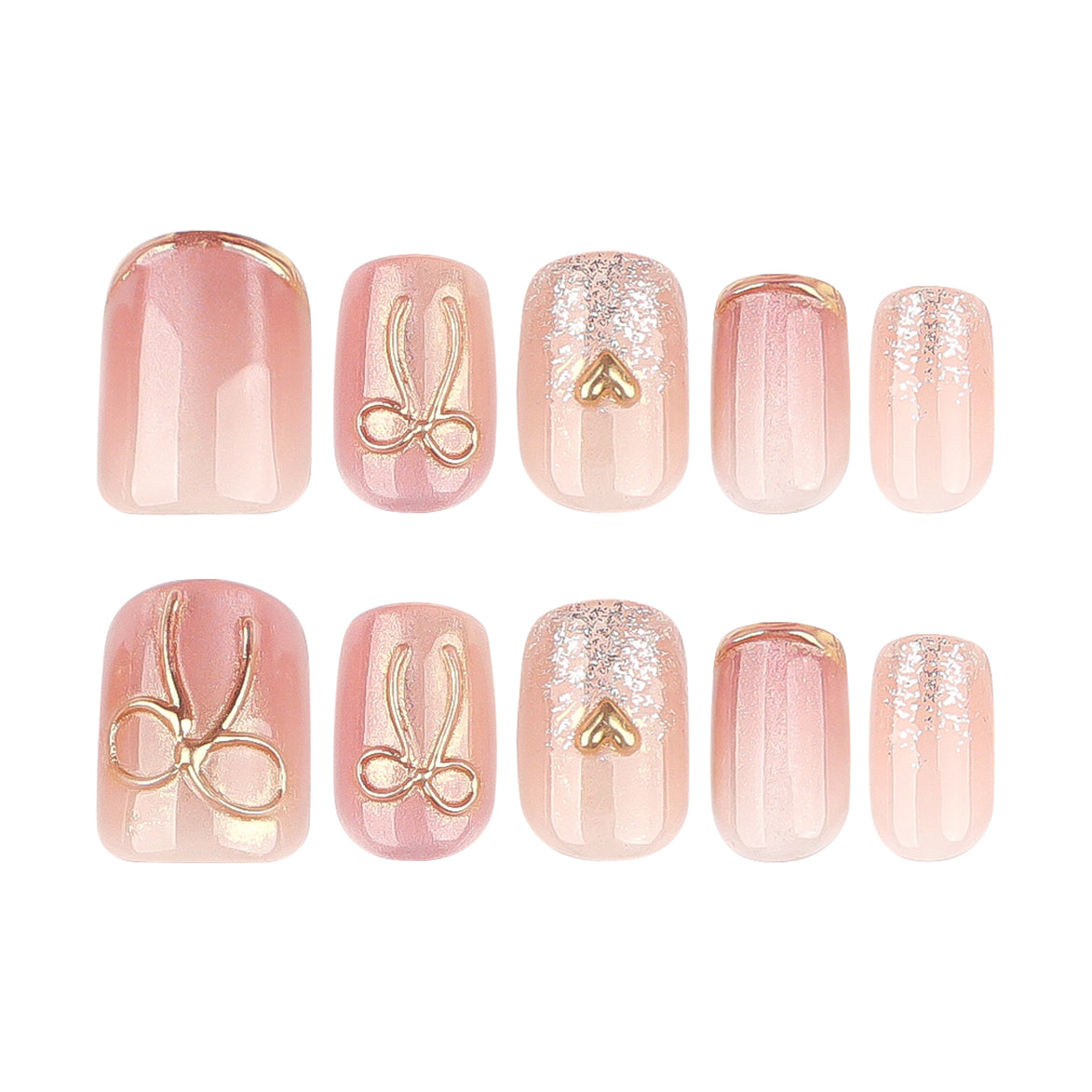 Soft Pink Bow Accent Press-On Nails