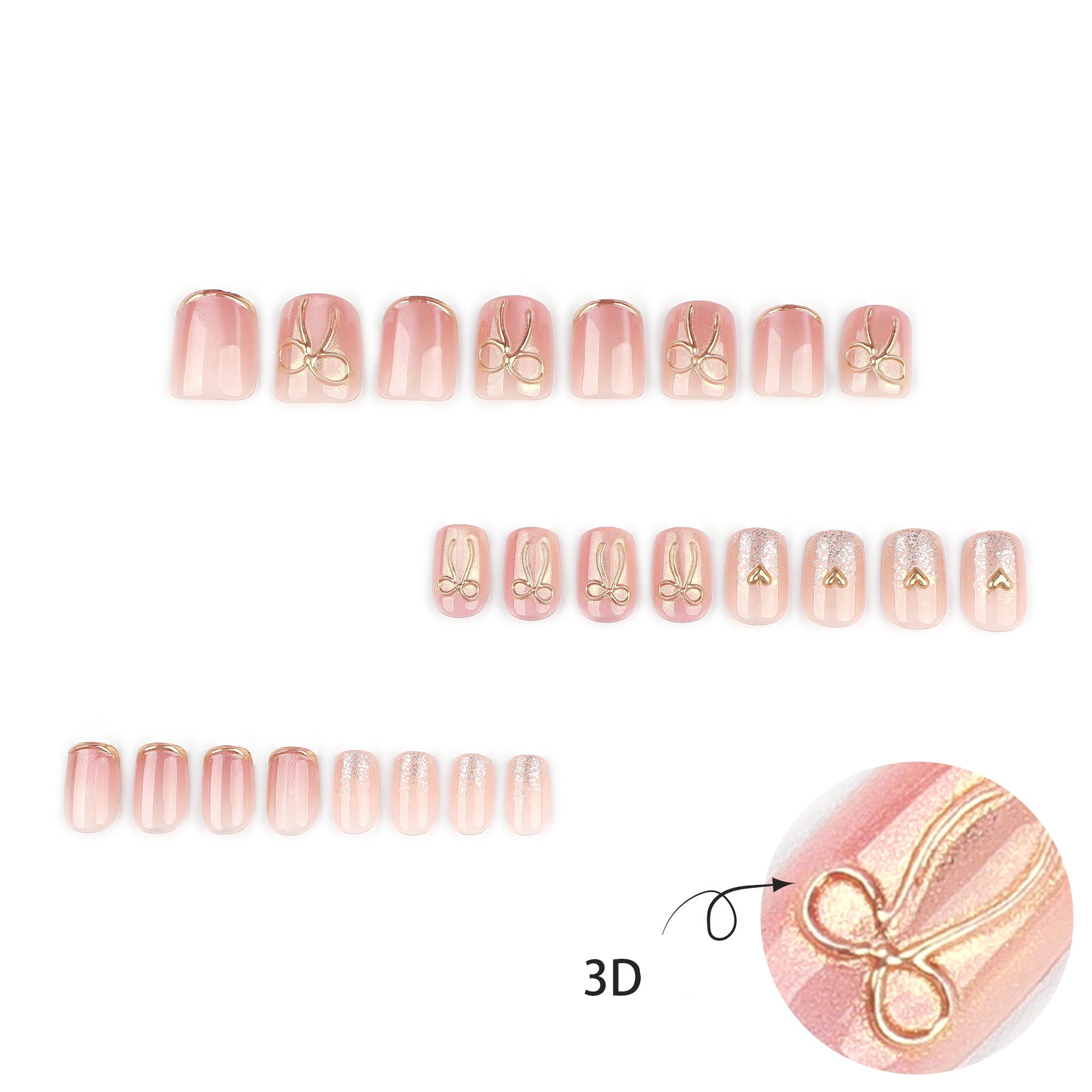 Soft Pink Bow Accent Press-On Nails