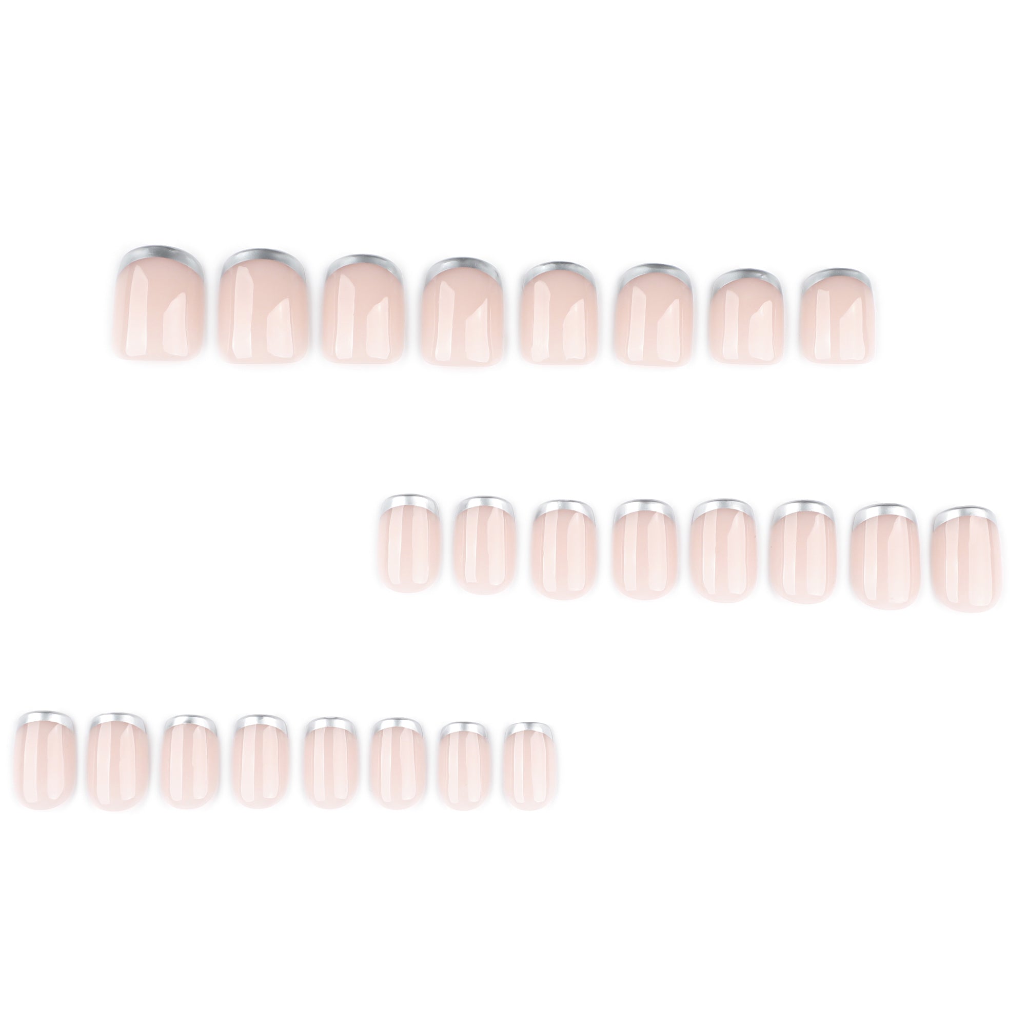 Silver Chrome French Tip Press-On Nails