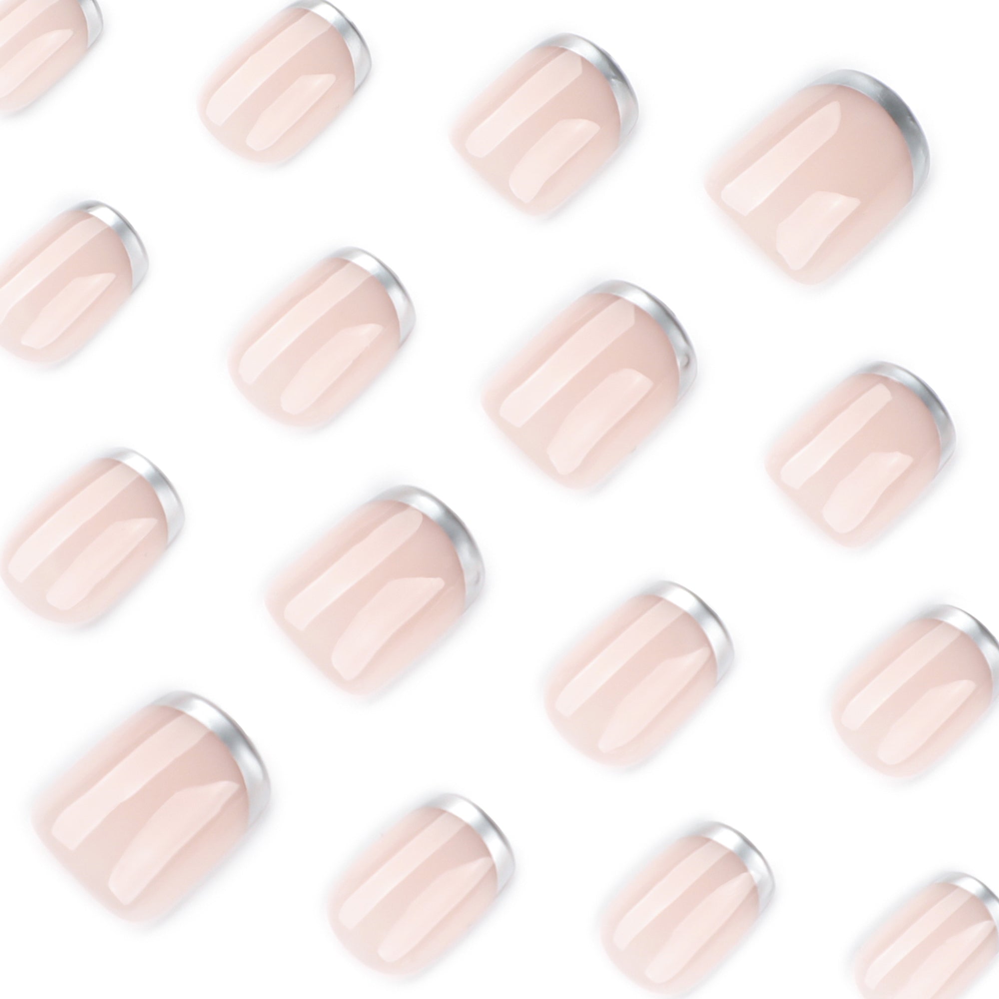 Silver Chrome French Tip Press-On Nails