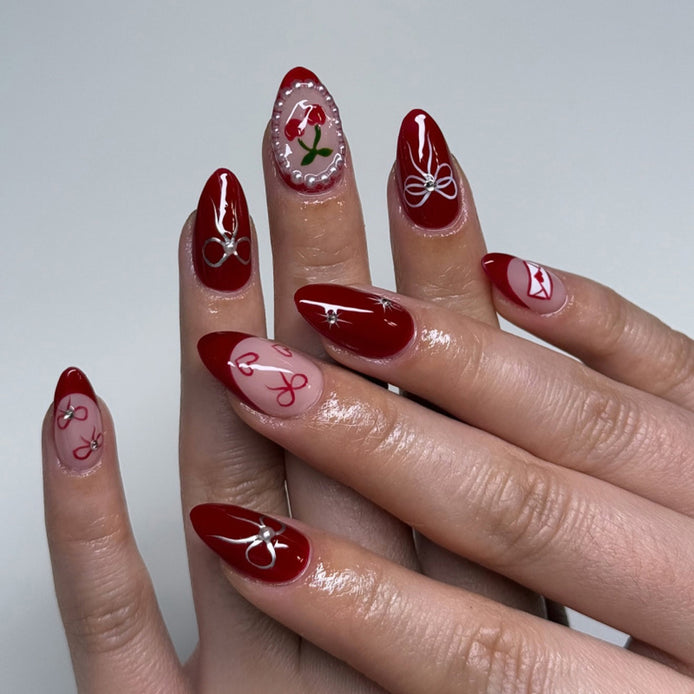 Cherry Bow Romance Press-On Nails